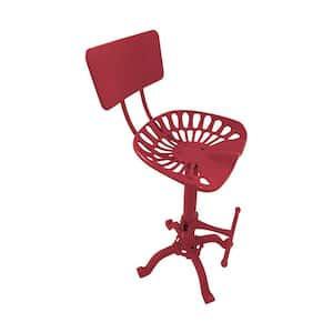 August 23 in. Red Low Back Metal Bar Stool