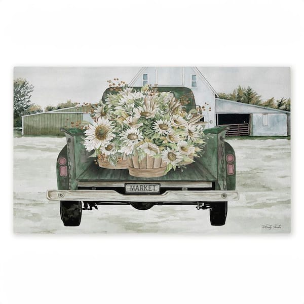 Country Flower Delivery Green 18 in. x 30 in. Polyester Non-Slip Outdoor Door Mat