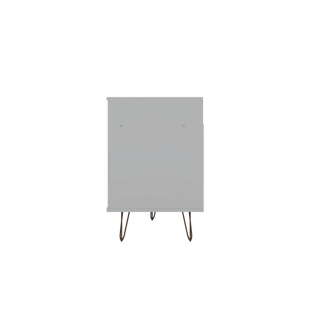 Mid-Century White Wood Media Cabinet with Splayed Metal Legs