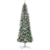 HOMCOM 9 ft. Artificial Christmas Tree Snow Flocked Tree, Pre-Lit ...