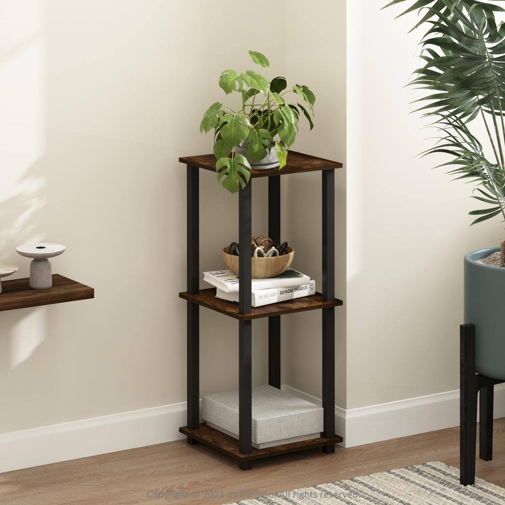 Amber Pine & Black Simplistic Wood End Table Set
