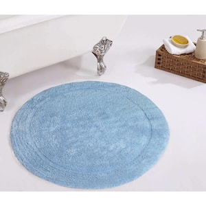 Waterford Collection 100% Cotton Tufted Non-Slip Bath Rug, 30 in. Round, Blue