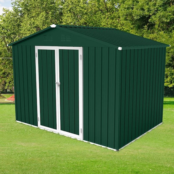 Lycvki 8 ft. W x 6 ft. D Green Metal Shed with Double Door (48 sq