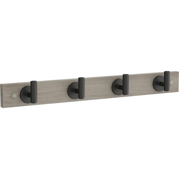 Home Decorators Collection Rustic 18 in. L Gray and Black Post Hook Rail