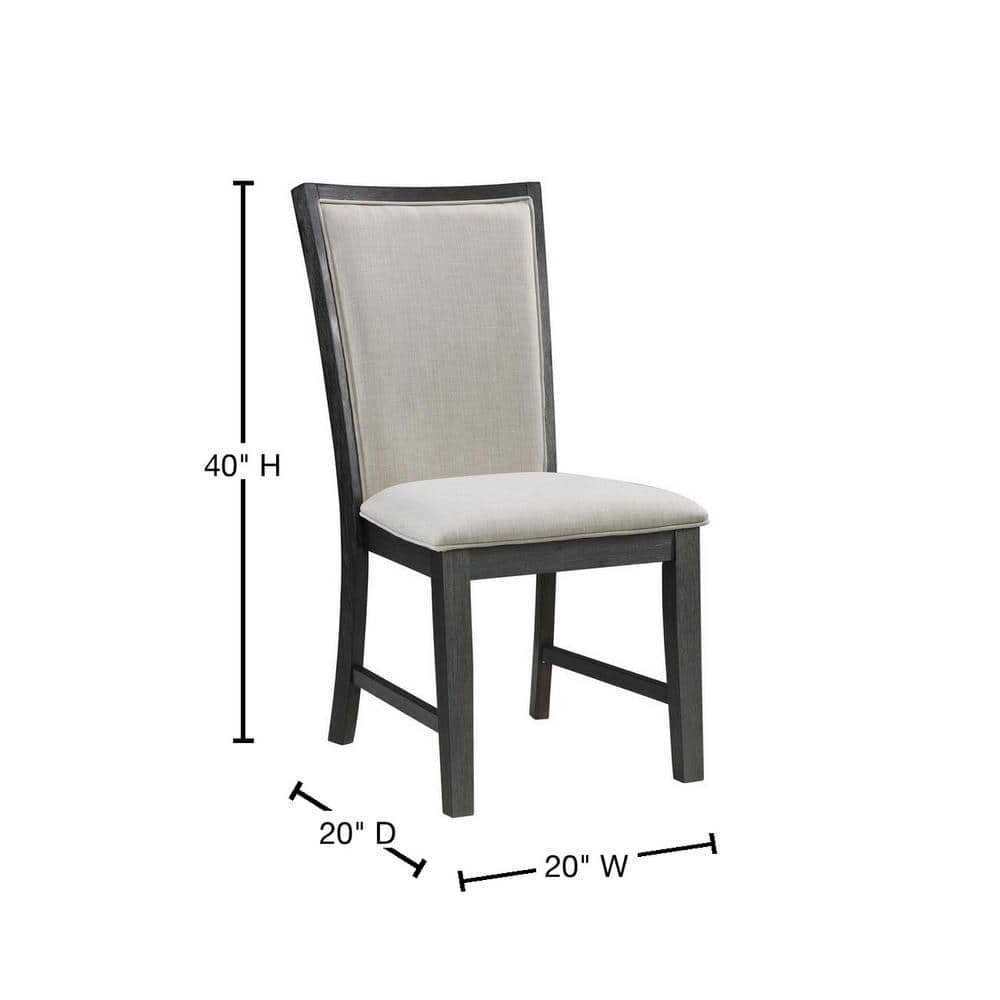 Transitional Cream and Black Upholstered Side Chair with Wooden Slats