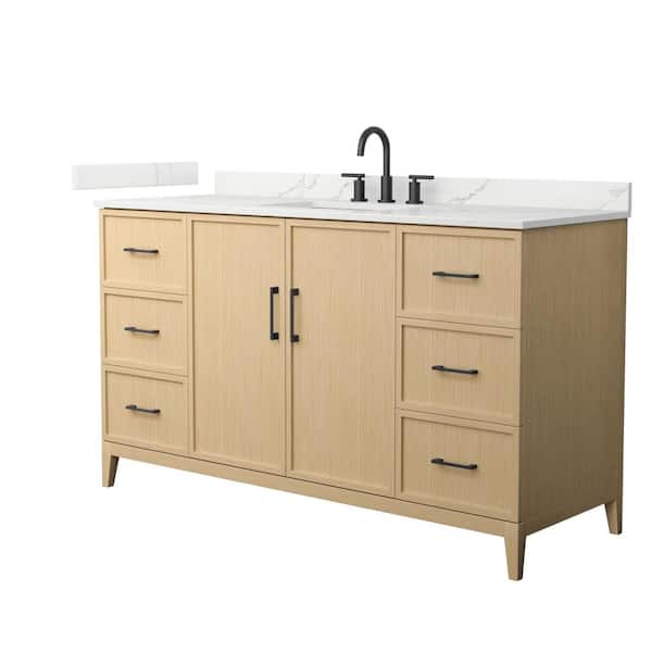 Wyndham Collection Elan 60 in. W x 22 in. D x 35 in. H Single Bath Vanity in White Oak with Giotto Quartz Top