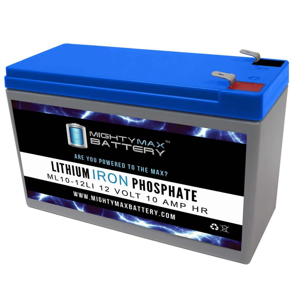 MIGHTY MAX BATTERY 12-Volt 10 AH Deep Cycle Lithium Iron Phosphate (LiFePO4) Rechargeable and Maintenance Free Battery