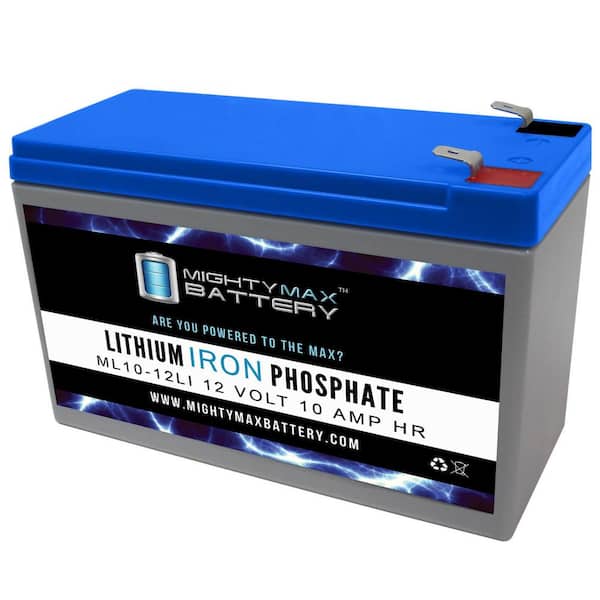 MIGHTY MAX BATTERY 12-Volt 10 AH Deep Cycle Lithium Iron Phosphate (LiFePO4) Rechargeable and Maintenance Free Battery