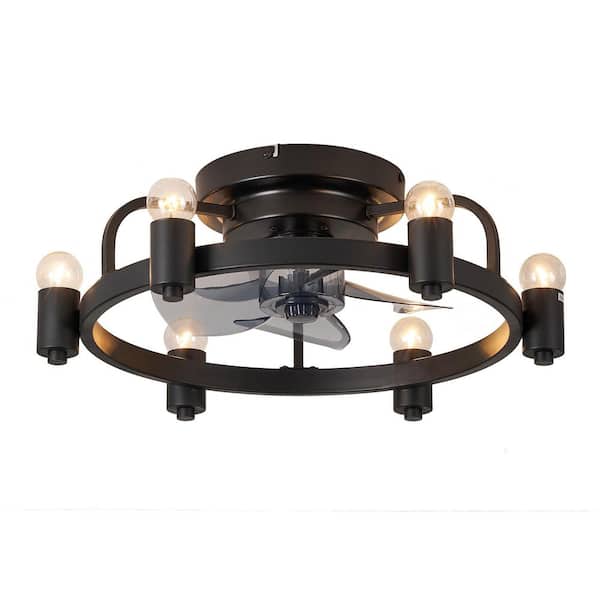 20 in. Indoor Black Ceiling Fan with 6-Lights and Remote