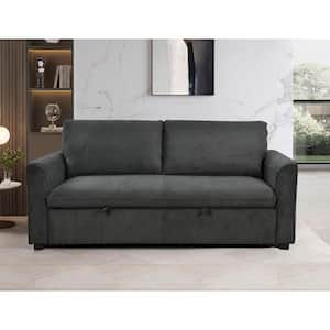 78 in. Dark Gray 3-in-1 Convertible Queen Size Polyester Sleeper Sofa Bed with Reclining Backrest