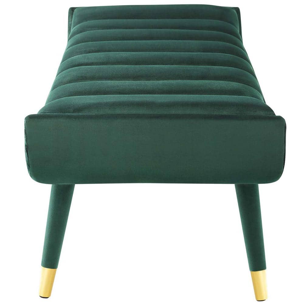 Elegant Green Velvet 53.5" Accent Bench with Gold Metal Accents