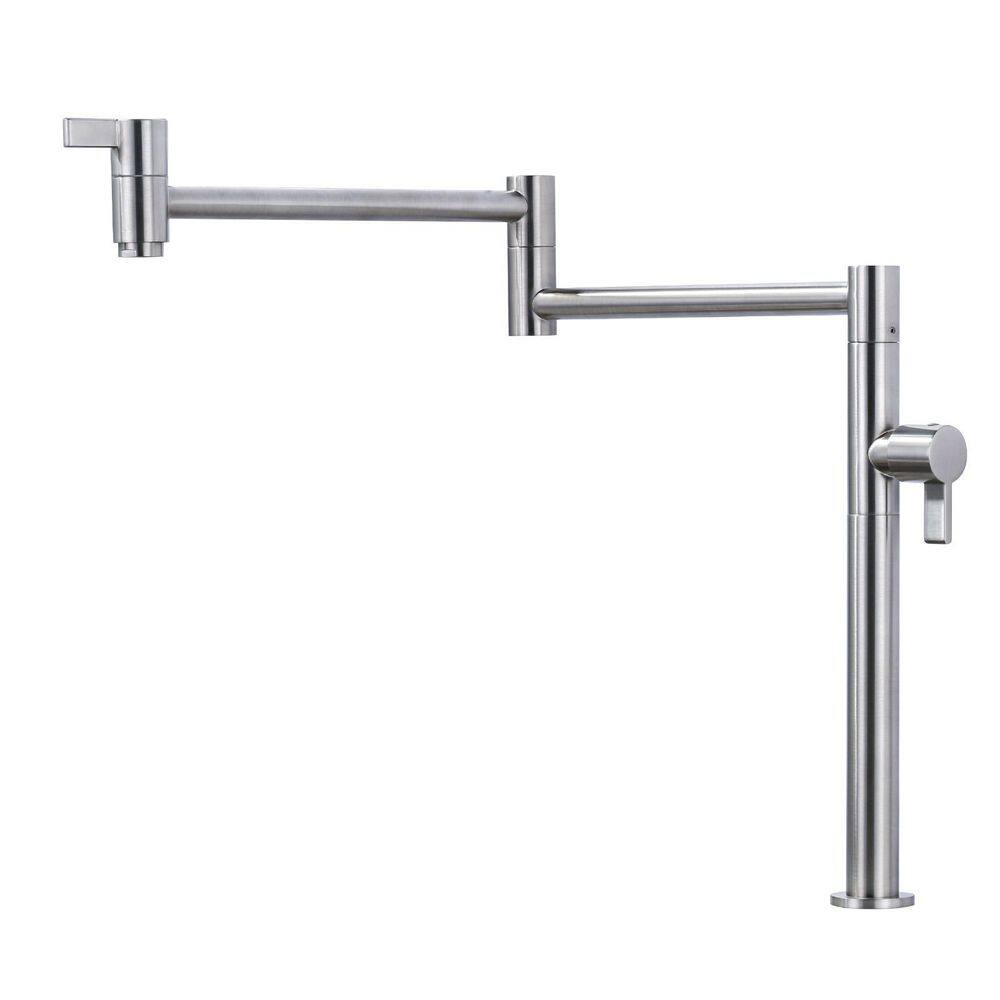 Double Handle Deck Deck Mounted Pot Filler with Double Joints in Brushed Nickel price history on PriceWatchPro