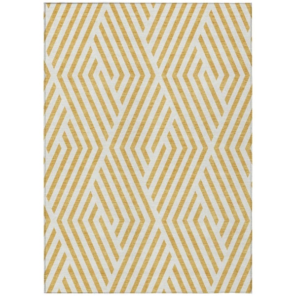 Addison Rugs Chantille ACN550 Gold 5 ft. x 7 ft. 6 in. Machine Washable Indoor/Outdoor Geometric Area Rug