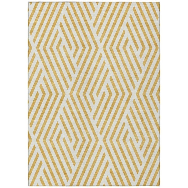 Chantille ACN550 Gold 9 ft. x 12 ft. Machine Washable Indoor/Outdoor Geometric Area Rug