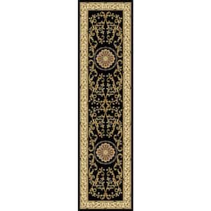 Noble Black 2 ft. x 8 ft. Traditional Medallion Oriental Area Rug