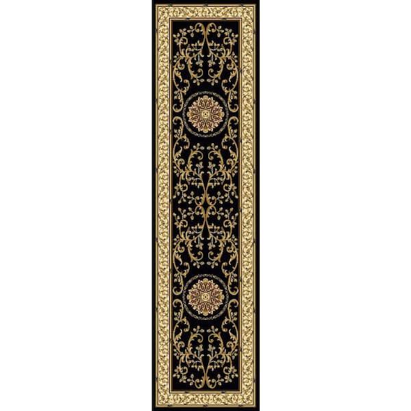 Unbranded Noble Black 2 ft. x 8 ft. Traditional Medallion Oriental Area Rug