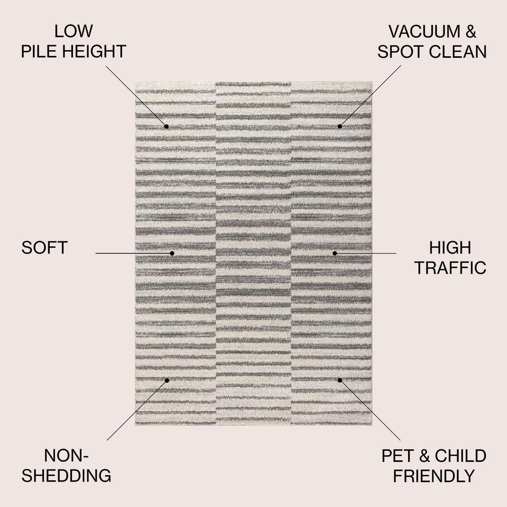 Handmade Reversible Gray Stripe Synthetic Area Rug 5x8 Feet