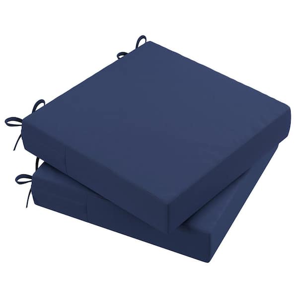 Unbranded 21 in. x 21 in. x 4 in. Outdoor Square Dining Chair Seat Cushion for Patio Furniture, Navy Blue (2-Pack)