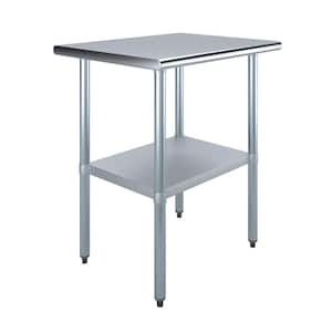 24 in. x 30 in. Stainless Steel Kitchen Utility Table with Adjustable Bottom Shelf