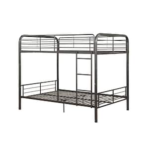 Grey Full Over Full Metal Bunk Bed with Ladder, Industrial Full/Full Metal Bed