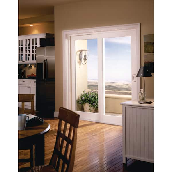 Premium WX 72 in. x 80 in. Black Ext. White Int. Left-Hand Vinyl Sliding Patio Door, ProSolar Shade LowE Argon Glass