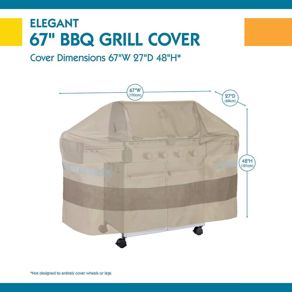 Tan Polyester BBQ Grill Cover with Hook and Loop Closure