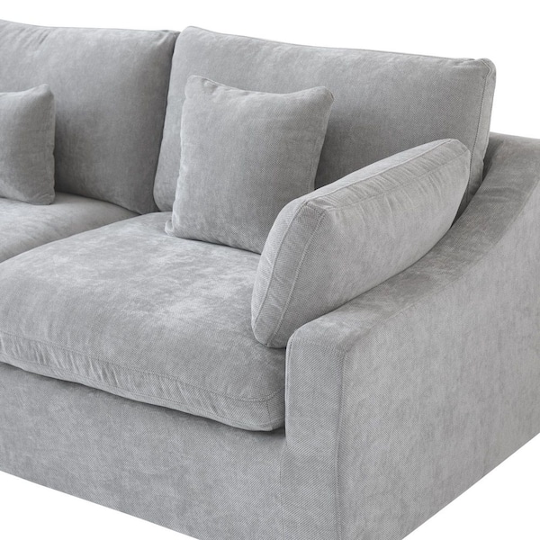 J&E Home 155 in. Slope Arm Linen 6-Piece Modular Free