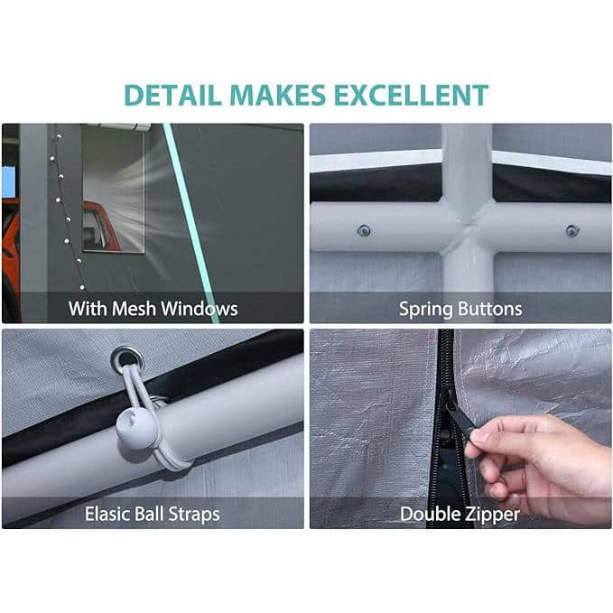 10' x 16' Gray Portable Carport Canopy with Windows