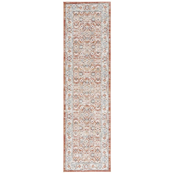 SAFAVIEH Avalon Rust/Gray 2 ft. x 8 ft. Ornate Distressed Border Runner Rug