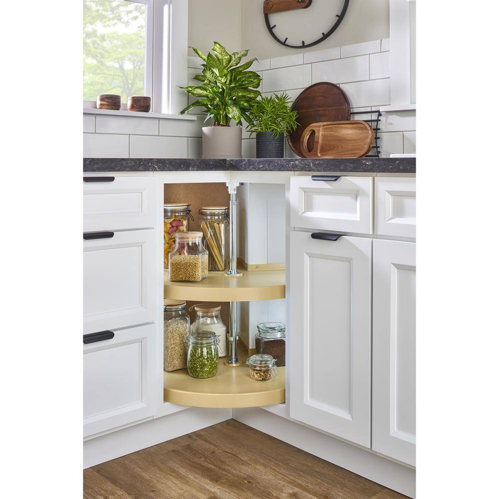 Almond Polymer 24-Inch Two-Tier Revolving Lazy Susan