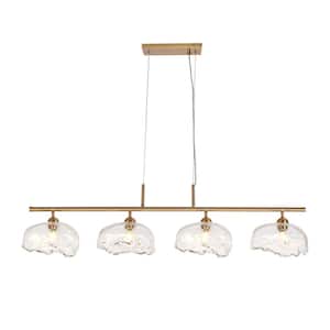 Ranunculus 4-Light Plating Brass Island Chandelier with Clear Glass Shades and No Bulb Included