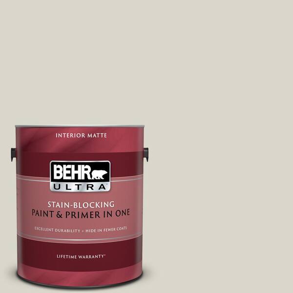 BEHR ULTRA 1 gal. #UL200-9 Silver Moon Matte Interior Paint and Primer in One