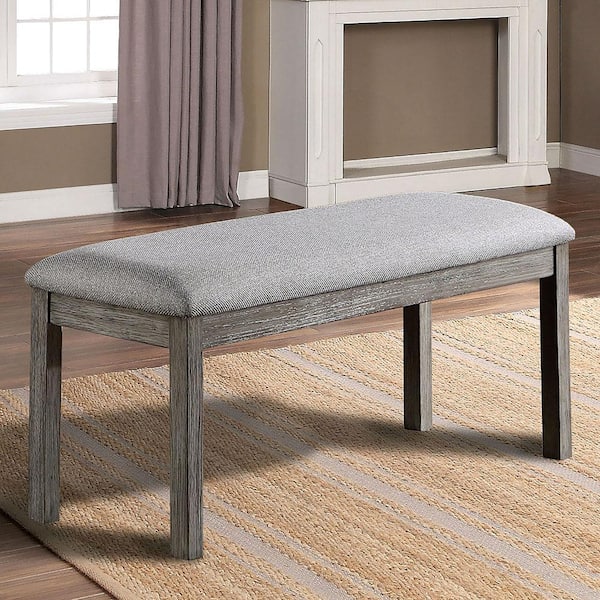 Furniture of America Truchas Gray Cushioned Bench and Care Kit (19 in. H X 45 in. W X 15 in. D)