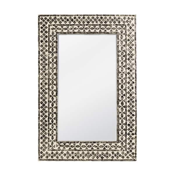 A & B Home 35.8 in. x 24 in. Modern Rectangle Framed Black, White Accent Mirror