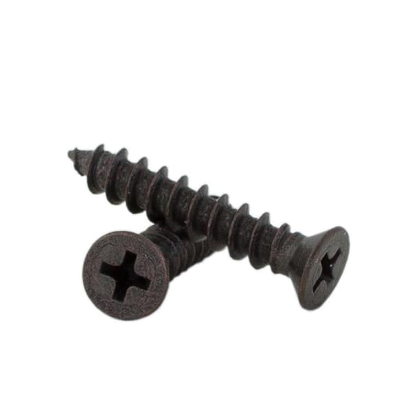 Fringe Screw #10 x 1-1/4 in. Oil-Rubbed Bronze Phillips Flat-Head Screw with Oversize Threads for Loose Entry Door Hinges (18-Pack)