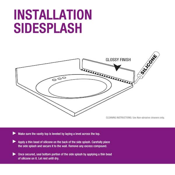 YASINU 21.25 in. W x 4 in. H Qt. Vanity Top Side Splash in White