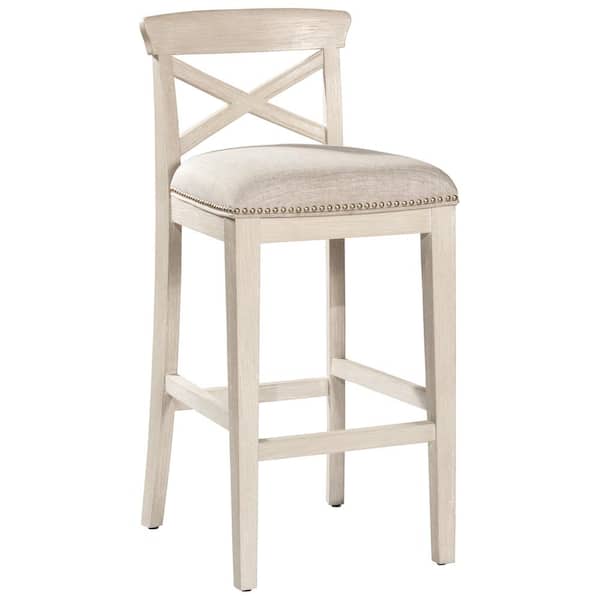 Hillsdale Furniture Bayview 26 in. White Wirebrush/Silver Non-Swivel Counter Stool Set of 2