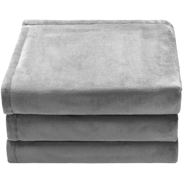 Heated Electric Throw Blanket, 72 in. x 84 in. Full Size, Flannel Heating Blanket, Electric Blanket (Grey)