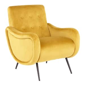 Rafael Yellow Velvet and Black Lounge Chair