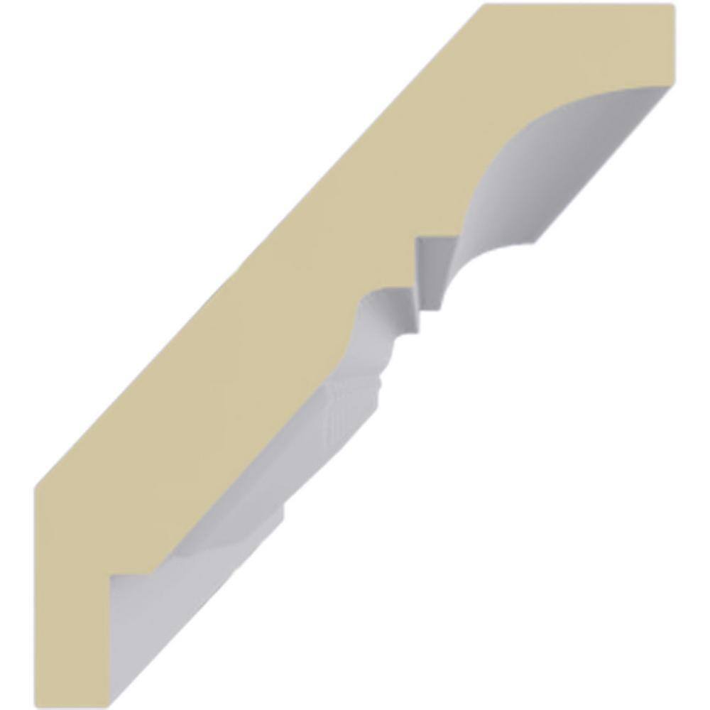 Primed White Geometric Crown Moulding Sample, 12" Length