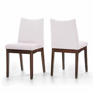 Dimitri Light Beige and Walnut Fabric Upholstered Dining Chair (Set of 2)