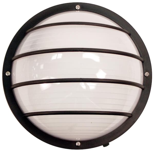 Sunlite 1-Light Black LED Eurostyle Linear ENERGY STAR Round Outdoor Wall Light Sconce, Cool White 4000K
