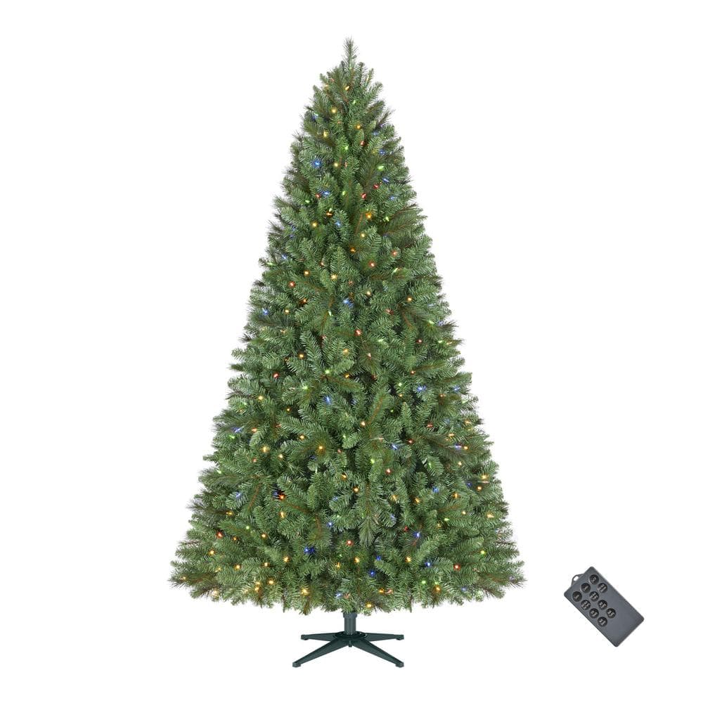 Home Accents Holiday 7.5 ft. Pre-Lit LED Wesley Pine Artificial Christmas Tree with 550 Color Changing Mini Lights