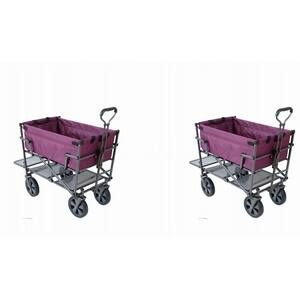 2.50 cu.ft. Heavy Duty Fabric Double Decker Garden Cart Wagon, Purple (2 Pack)