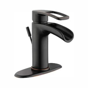 Kiso Single Hole Single-Handle Low-Arc Bathroom Faucet in Bronze