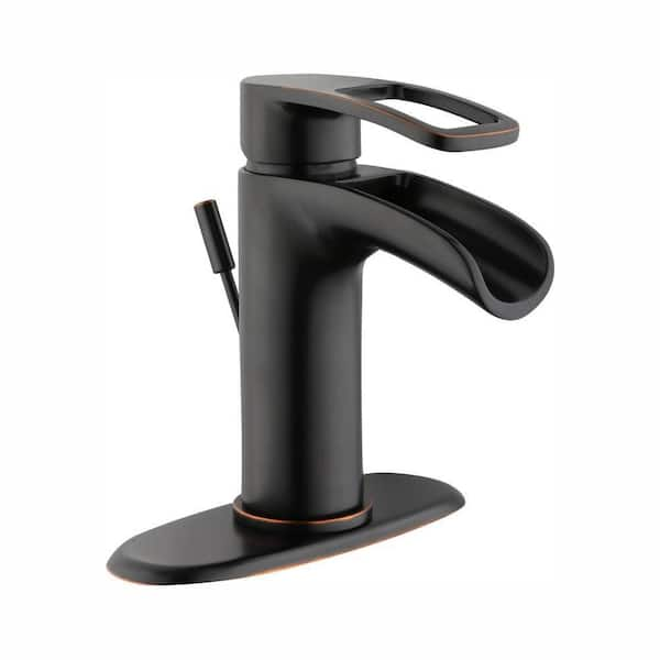 Glacier Bay Kiso Single-Handle Single Hole Low-Arc Bathroom Faucet in Bronze