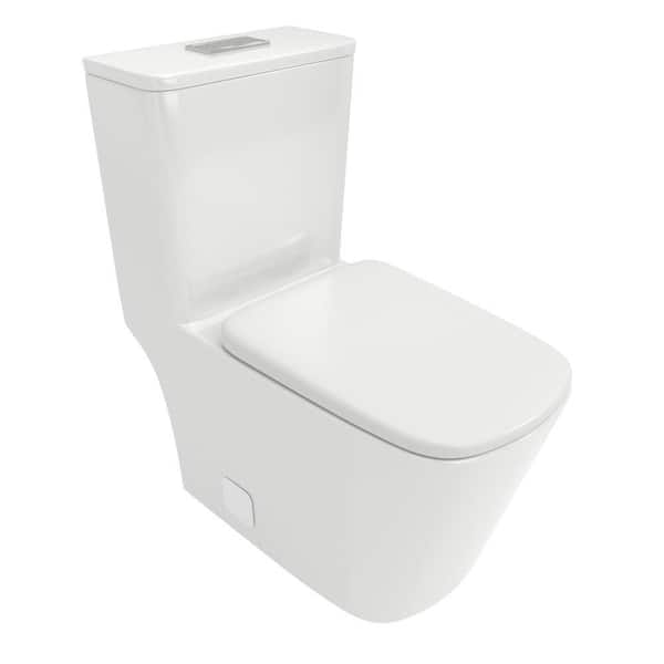 12 inch 1-piece 0.88/1.2 GPF Dual Flush Elongated Toilet in White Seat Included with Side Caps, Wax Ring, Bolts