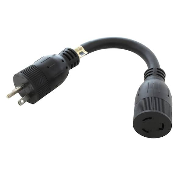 AC WORKS 15A to 20A 1 ft. 14 / 3 SJTW Indoor/Outdoor Adapter Cord