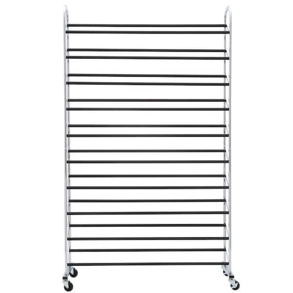 Hampton Style Shoe Rack Hampton Bay 50-Pair Chrome Shoe Organizer 8586-3510 - The Home Depot