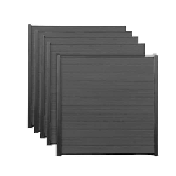 Frame It All 6 ft. x 6 ft. Valla Composite Fence Panel Ironwood (5-Pack)
